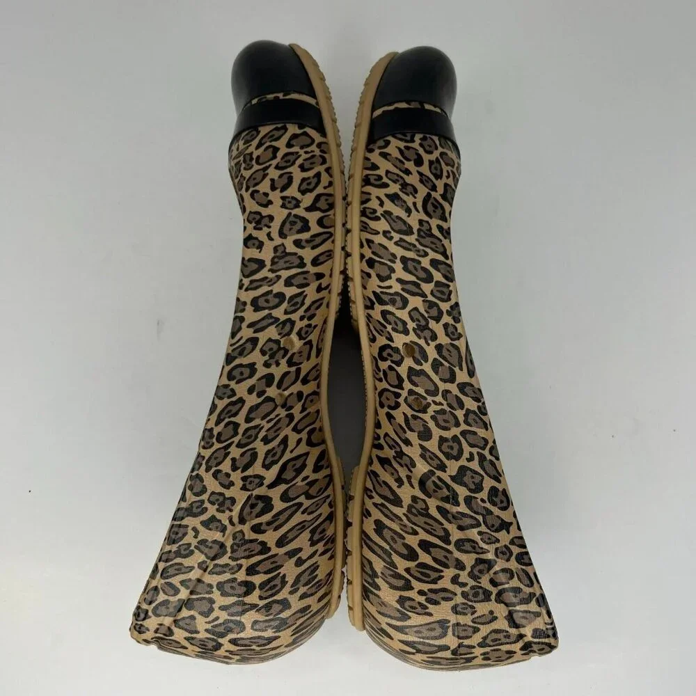 Crocs Womens Multicolor Cap Toe Leopard Print Size 8 Slip On Flat Shoes - Picture 6 of 9